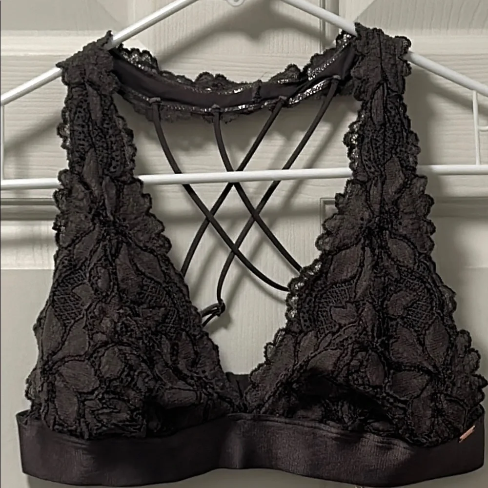 Victoria Secret Pink Elegant Brown Lace Bralette Size Medium - Picture 1 of 13